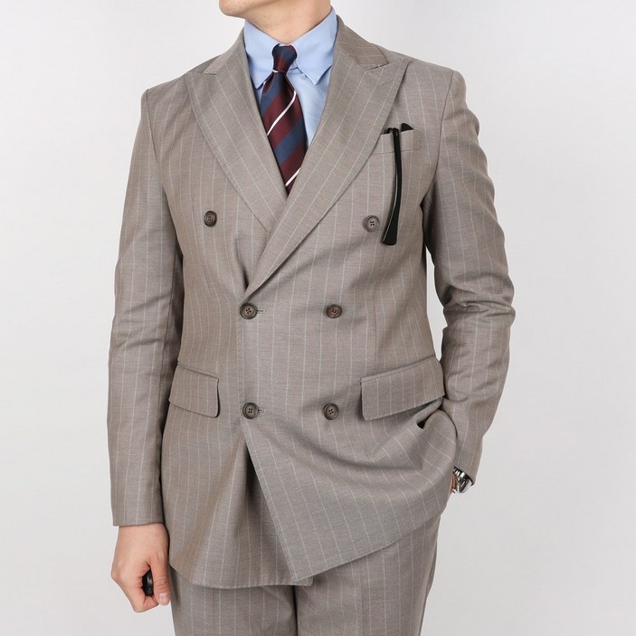 로얄수트 모카 스트라이프 정장세트 비스코스 이태리 수트셋업