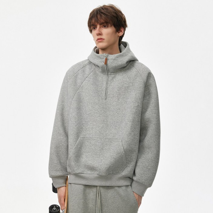 ANYOU 남성 가을  맨투맨 빅사이즈 오버핏 남성 후드티 입체셔츠