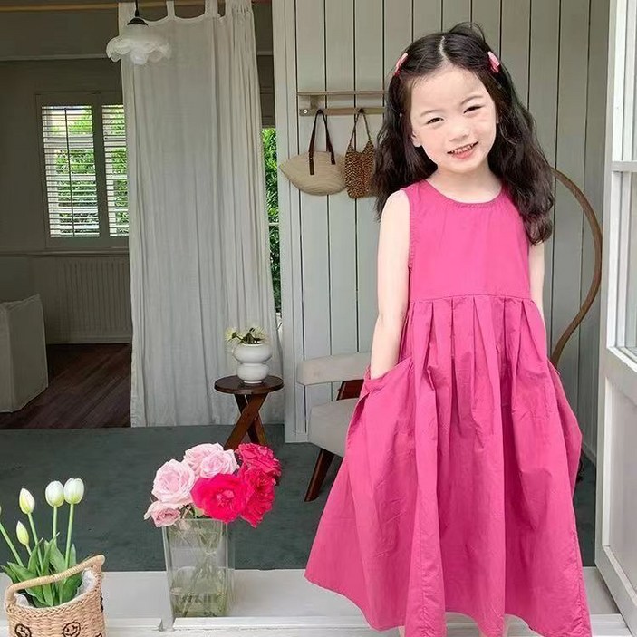 주니어 여름 민소매 프린세스 미디 원피스 xng064
