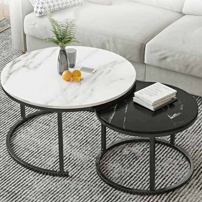 하루꿈 원형 테이블 세트 거실 소파 인테리어 접이식 조합형 홈카페 수납 디자인 티테이블