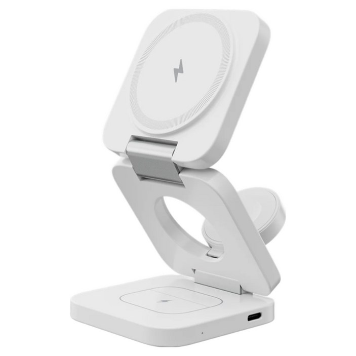 리베타 Qi2 3in1 폴더블 무선충전기 맥세이프 아이폰 갤럭시, 1개, 화이트(갤럭시)