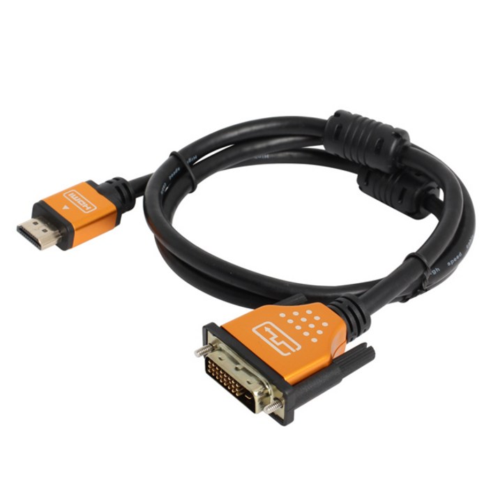 엠비에프 DVI to HDMI 골드 메탈 케이블 MBFDMHMG015, 1개, 1.5m