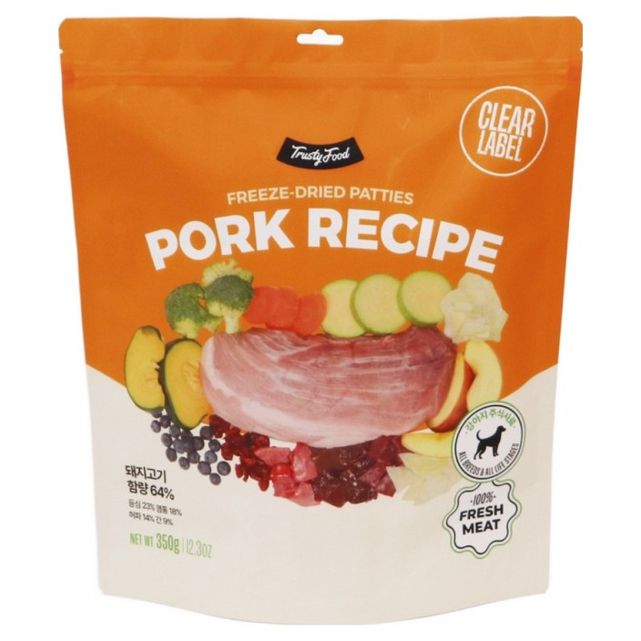 트러스티푸드 전연령 강아지 동결건조 포크 사료 패티, 포크, 150g, 1개
