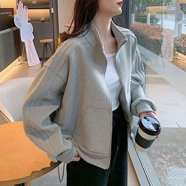 더시럽 여성용 캐주얼 라인 반목 집업
