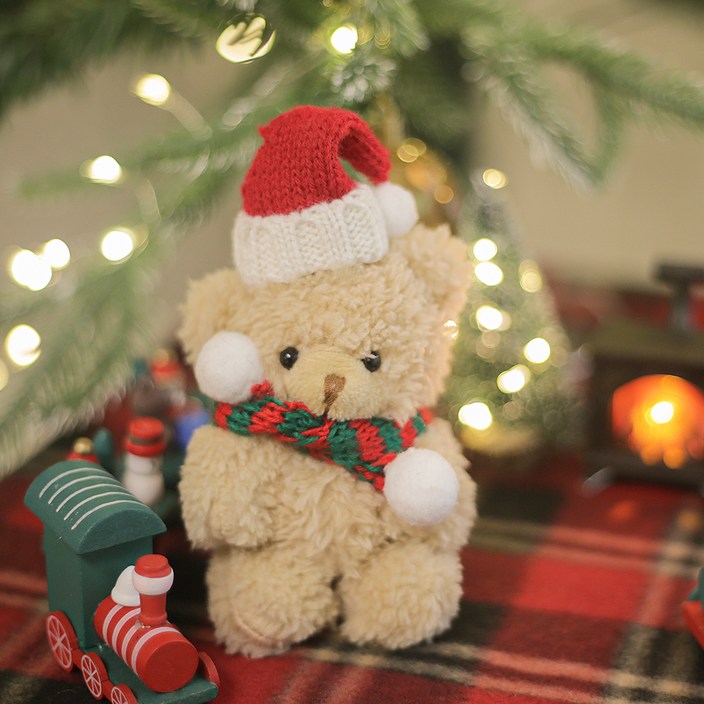 이플린 크리스마스 소품 산타 곰인형 키링 트리 오너먼트 장식