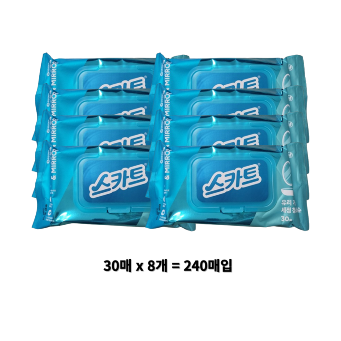 스카트 유리 거울 세정 청소티슈 30매, 4개 스카트 유리 거울 세정 청소티슈 30매, 4개