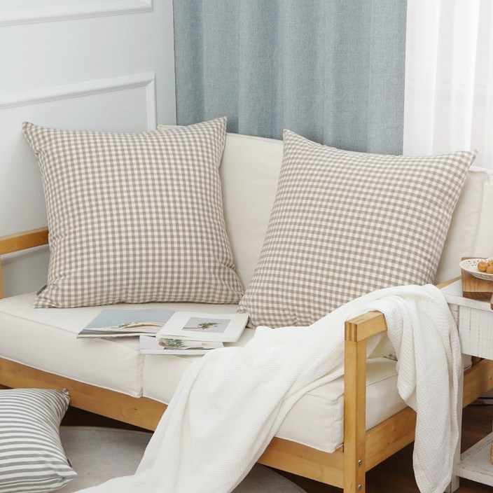 멜란 워싱 면 대형 등받이 쿠션 솜포함