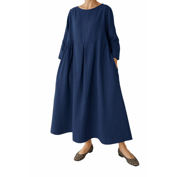 가비앤코 여성 가을 플리츠 긴팔 롱(미디) 원피스