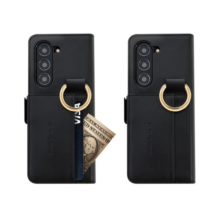 비유어산타 Z폴드4 케이스 유해 전자파 차단 이태리 천연가죽 카드수납 지갑 링 프리미어