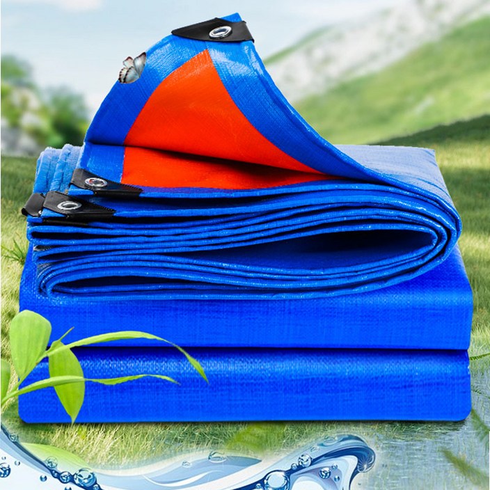 시스슈 두꺼운 내마모 방수 천 파란색과 주황색 PE 방수포 그라운드시트 텐트방수포 양면코팅 캠핑 천막