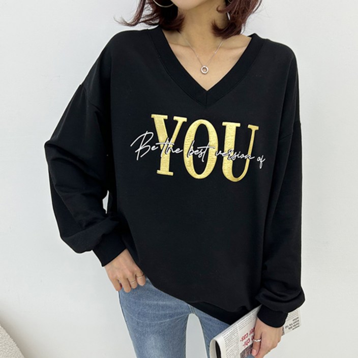 쏭스타일 YOU브이넥맨투맨