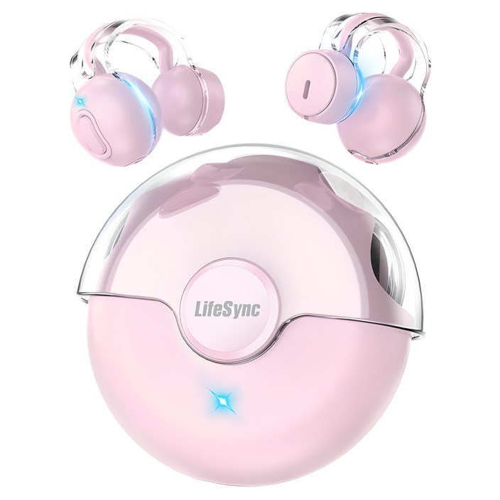 LifeSync 블루투스 이어폰 무선 방수 오픈 귀걸이형 고음질 블루투스 헤드폰 자동페어링, 핑크, H08 LifeSync 블루투스 이어폰 무선 방수 오픈 귀걸이형 고음질 블루투스 헤드폰 자동페어링, 핑크, H08