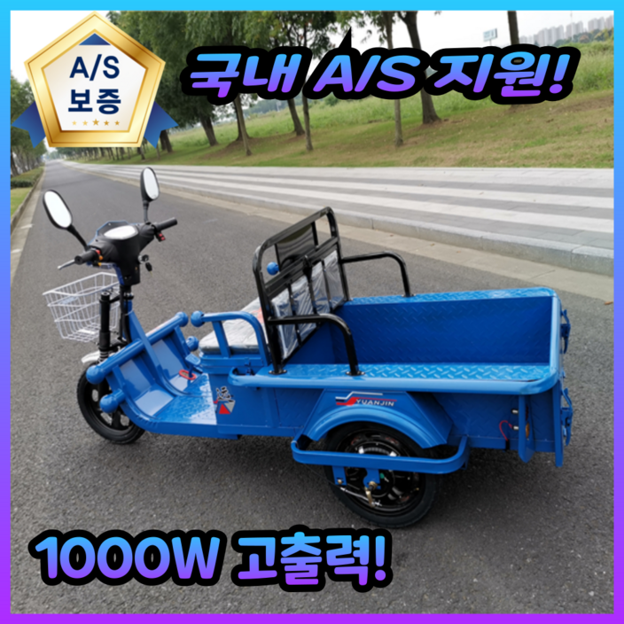 파워농카 농업용 운반차 세발 전기 스쿠터 오토바이 3륜 전동차 3발 삼륜 바이크 화물 경운기, 소형 48V12A