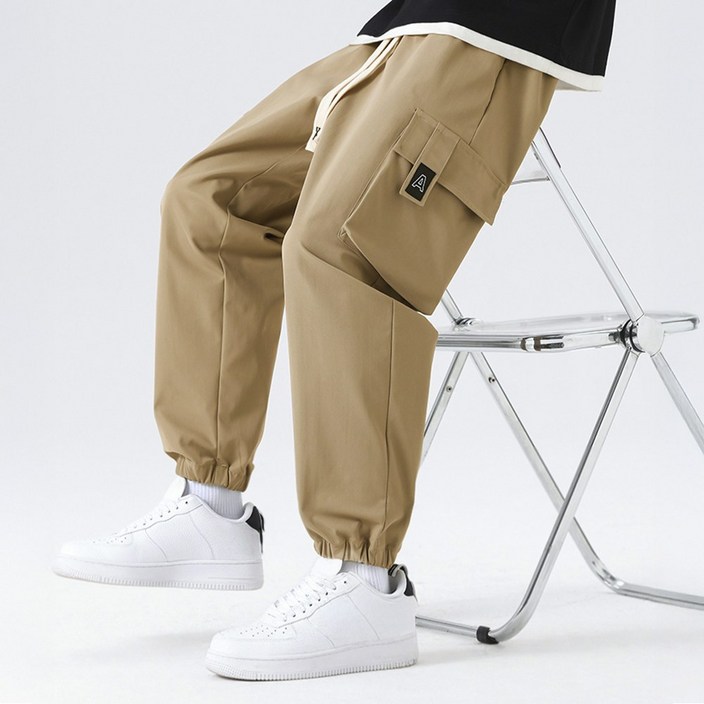 루크 루즈핏 빅포켓 밴딩 카고 팬츠 남녀공용 허리 스트링 조거 바지 남성 힙한 스트릿 스타일 패션 여성 캐주얼 밑단 시보리 편안한 하의