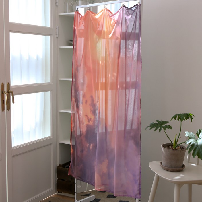 풍경 쉬폰 바란스커튼 패브릭 창문 가리개 가림막천