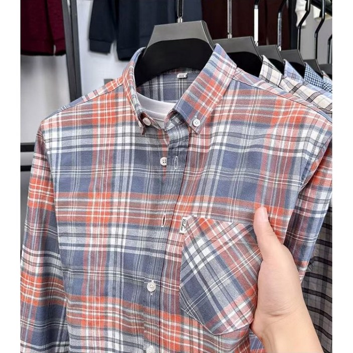 남성 가을 간절기 면100 체크 남방 긴팔 셔츠