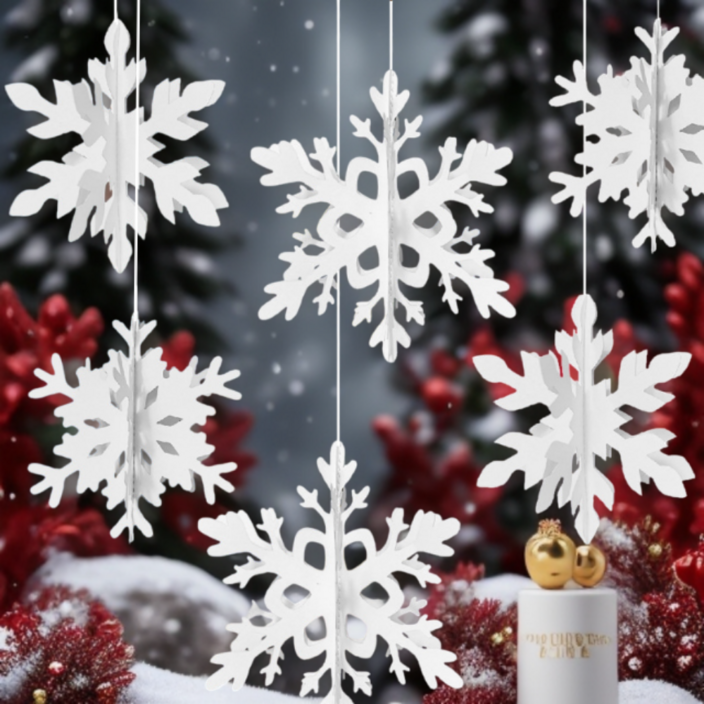 입체 눈송이 모빌  눈꽃 모빌 천장장식6P1세트