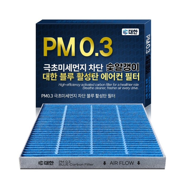 대한카필터 PM0.3 블루 활성탄 자동차 에어컨 필터, 1개, BF100