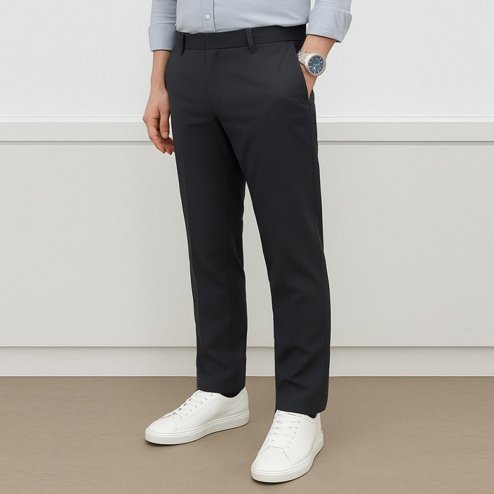 빅사이즈 남성 여름 3042 허리밴딩 캐주얼 스판 정장바지 시원한 신사바지 기지바지