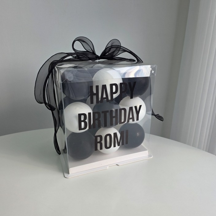 이벤트홀릭 DIY 벌룬박스 자유레터링 생일풍선파티용품, 1개, 05.블랙화이트