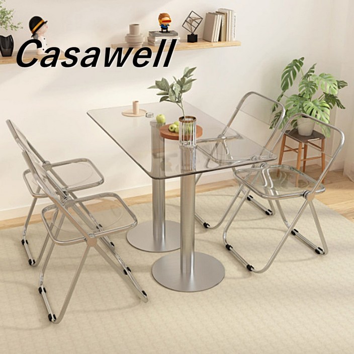 까사웰 원형 강화유리 사각 4인용 다이닝 식당 업소용 카페테이블 의자세트