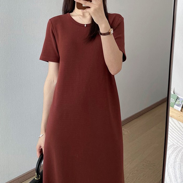 무료배송 여성용 여름 반팔 라운드 정장 롱 원피스 무료배송 여성용 여름 반팔 라운드 정장 롱 원피스