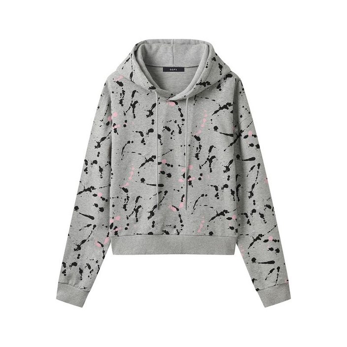 지지피엑스. 페인트 스플래터 긴팔 후드 티셔츠 GPCLW023D