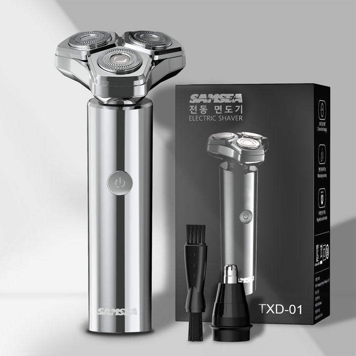 SAMSEA 360도 전기면도기, IPX7 완벽방수 전동면도기,휴대용 2in1 면도기, 실버 SAMSEA 360도 전기면도기, IPX7 완벽방수 전동면도기,휴대용 2in1 면도기, 실버