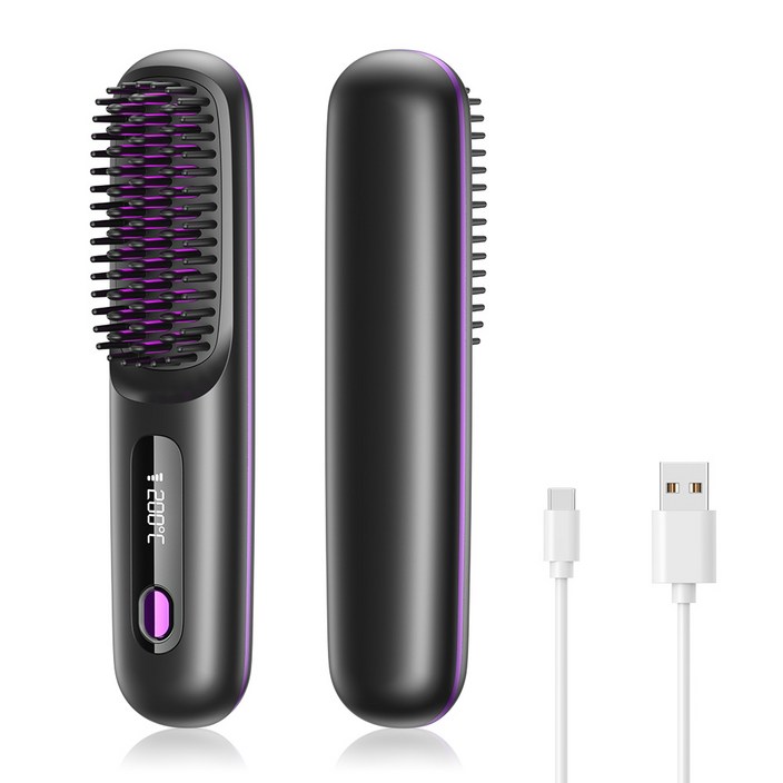 LnvaXe무선  빗고데기 음이온 브러쉬 헤어 스타일러 휴대용 매직기 3단계 온도조절