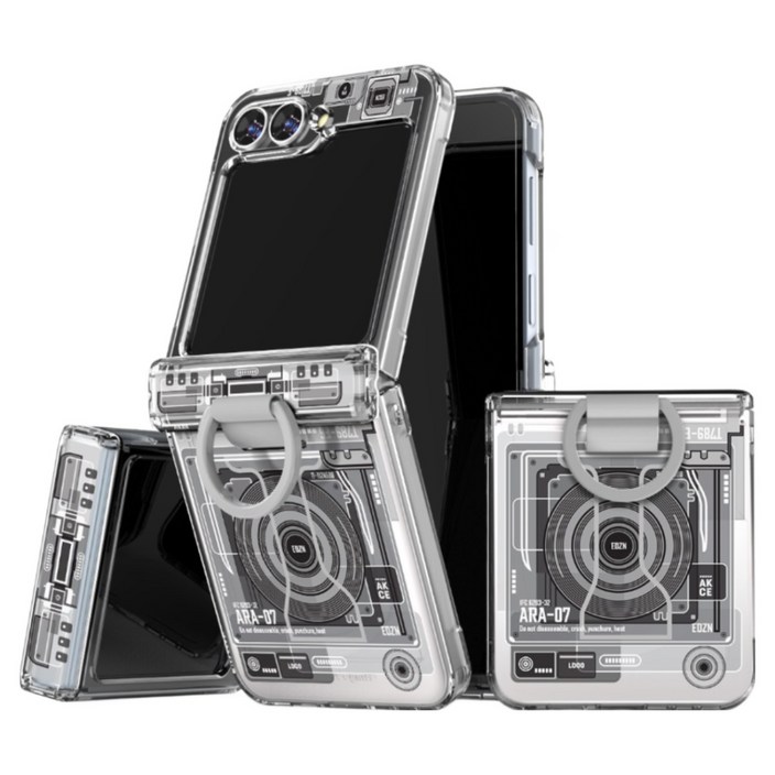 이디즌 갤럭시 Z플립 6  플립5 케이스 투명 링 케이스 힌지보호 슬림 디자인 케이스 핑거 링 고리 맥세이프 지원 자석 내장케이스