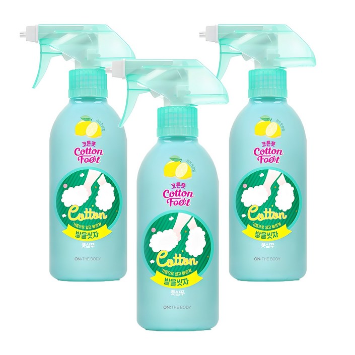 온더바디 발을씻자 코튼 풋샴푸 레몬민트향, 1개입, 3개, 385ml