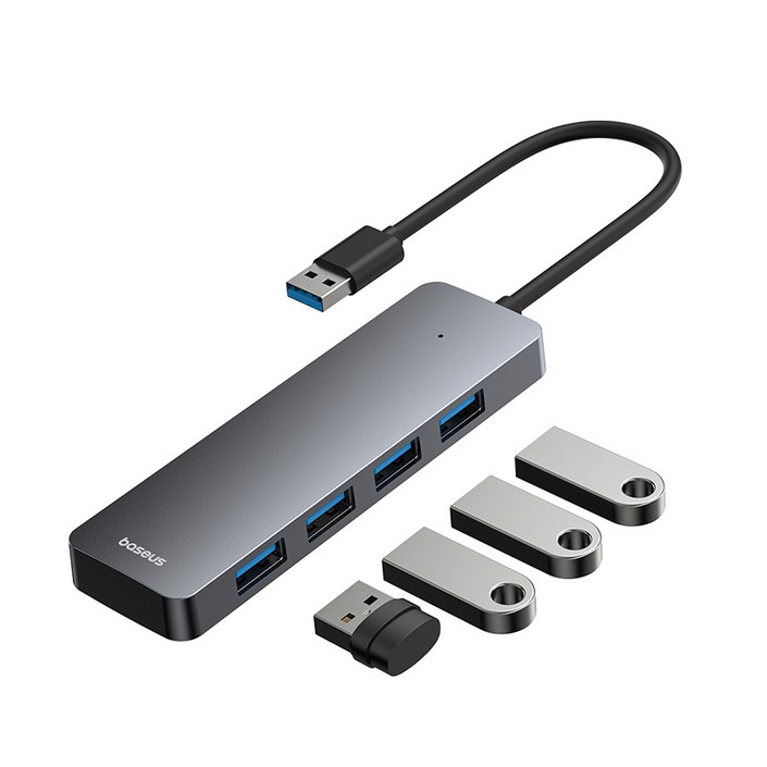 베이스어스 울트라조이 시리즈 4in1 USB 허브 라이트 15cm, 스페이스 그레이