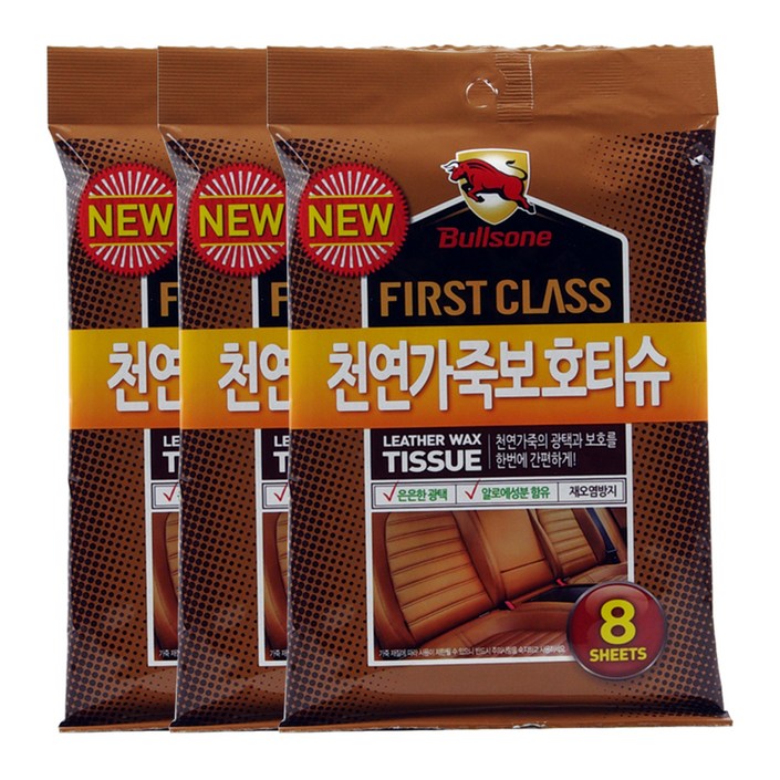 불스원 천연가죽 보호 티슈 8p, 153g, 3개