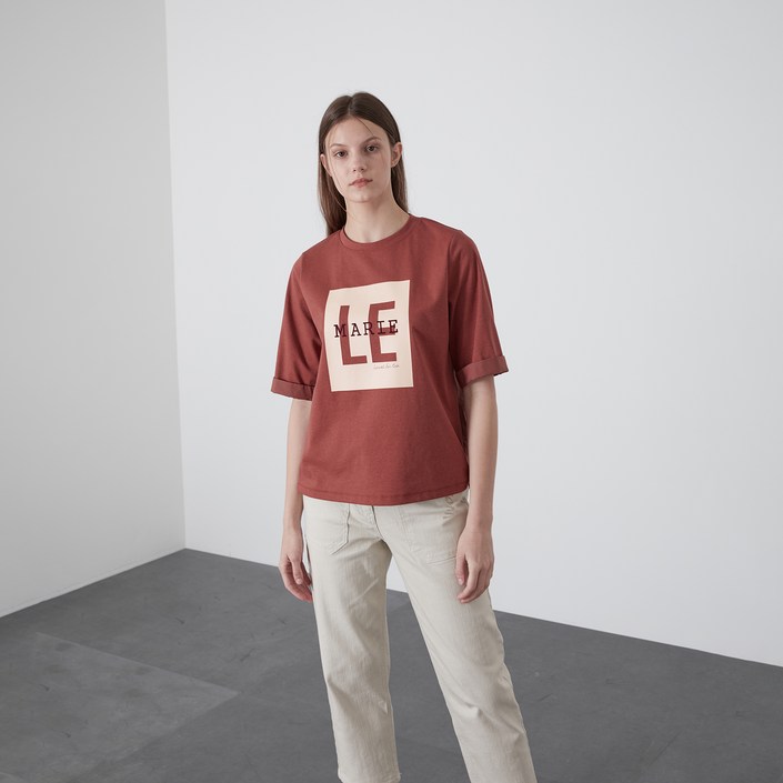 올리비아로렌 여성용 LE프린트 반팔 티셔츠 VVCALYF7211