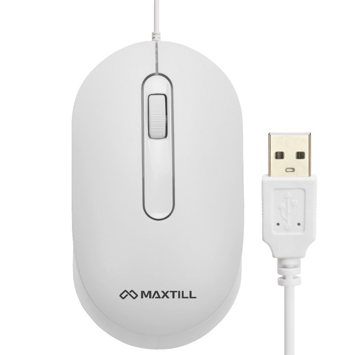 맥스틸 USB 저소음 유선 마우스 MO-M303U, MO-303U, 화이트 20231102