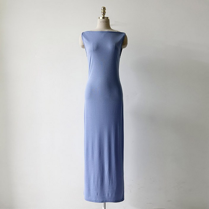 세이스타일 여성용 알렌 슬리브리스 골지 슬림 롱 원피스