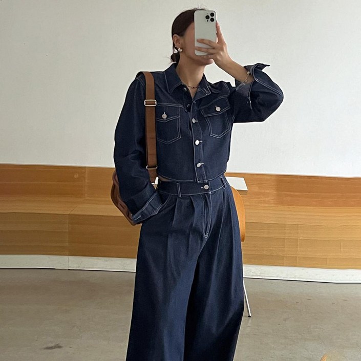 난닝구 한벌로 끝내는 헬트 데님 자켓 + 팬츠 세트