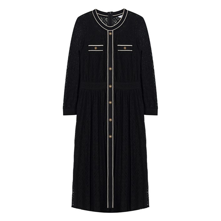 크로커다일레이디 배색단 포인트 허리주름 보온 롱원피스 CLBWOP302