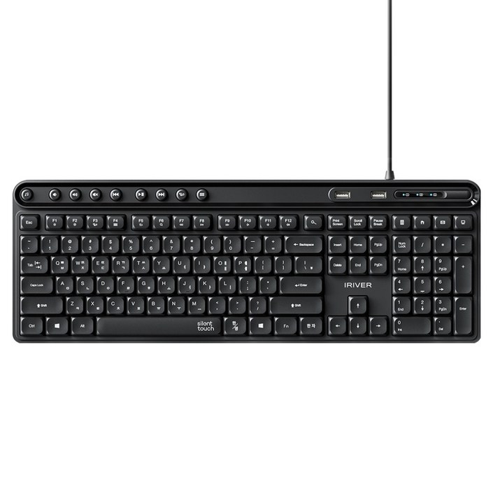 아이리버 2PORT HUB 지원 생활방수 무소음 유선 키보드, Black, K601U, 제조사축
