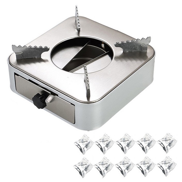 노뉴 미니화로 스토브 스테인리스 스틸 워머에탄올 고체연료 20g x 10p 세트, 실버워머, 1세트