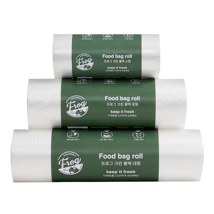 프로그 크린 위생 롤백 소형 17cm x 25cm  중형 25cm x 35cm  대형 30cm x 40cm, 혼합, 1세트