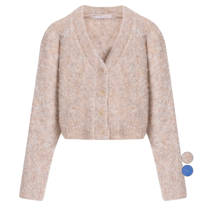 올리브데올리브 여성용 브이넥 부끌 숏 가디건