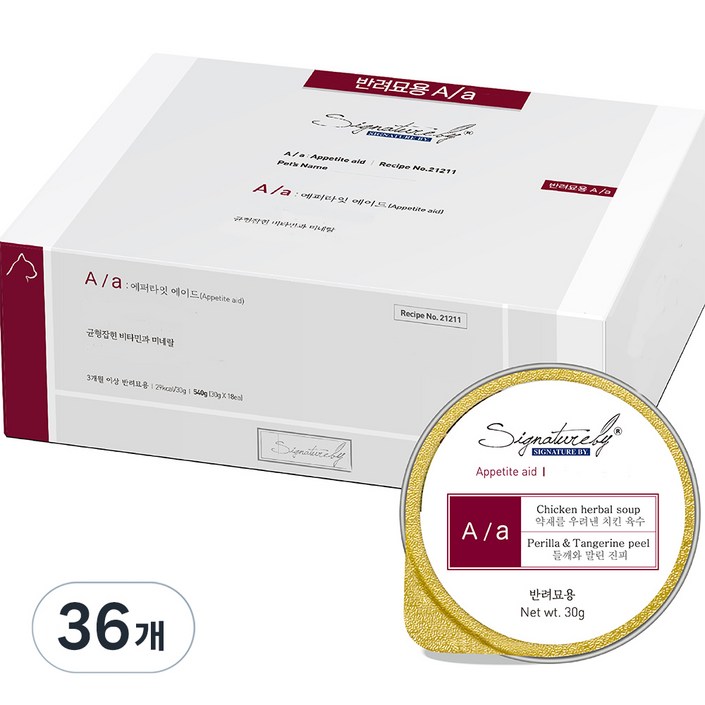 시그니처바이 반려묘용 에이에이 처방식 사료 캔, 식욕회복, 30g, 36개