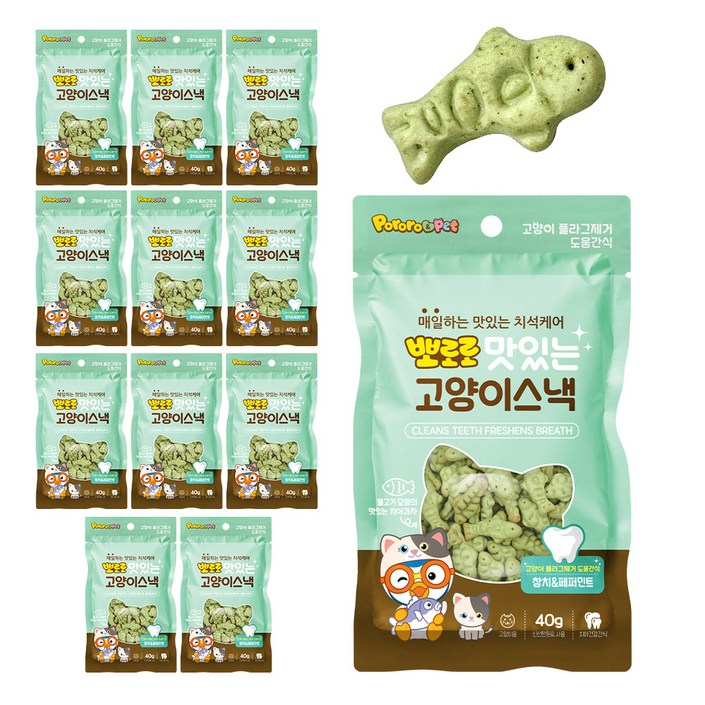 에이비에스엘 뽀로로 맛있는 고양이 스낵, 혼합맛참치페퍼민트, 40g, 12개