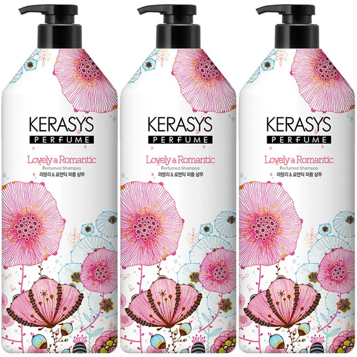 케라시스 러블리 앤 로맨틱 퍼퓸 샴푸 꽃향, 980ml, 3개