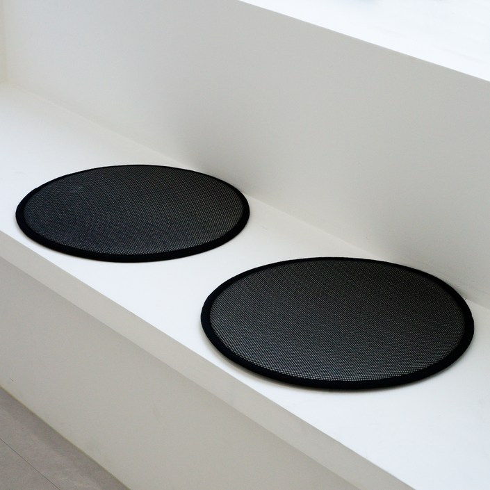 인룸 레이어 에어매쉬 쿠션 원형 방석 2p, 블랙