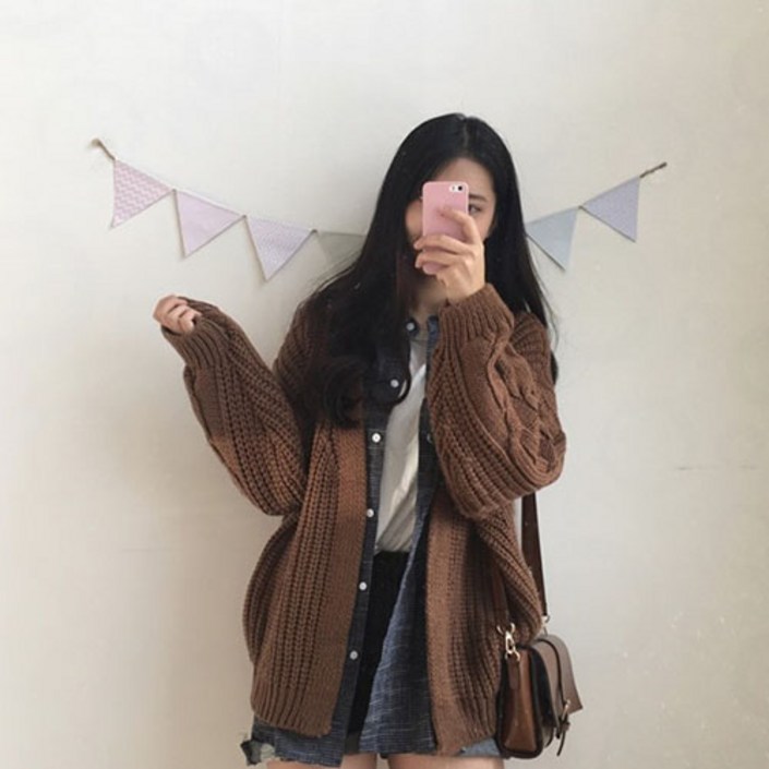 안다로미 여성용 꽈배기 펠리 가디건