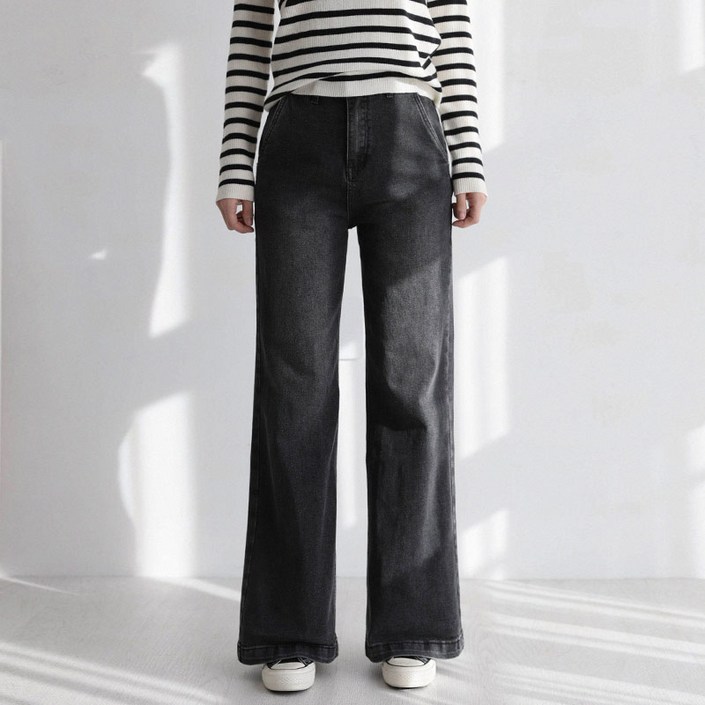 앤드스타일여성용롱/기본/숏 기장 딱맞진40탄컴포트스판와이드부츠컷데님팬츠265048