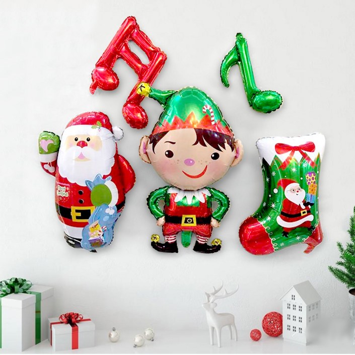 와우파티코리아 산타보이 크리스마스 풍선 세트, 혼합색상, 1세트