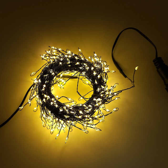 지아이비 DC24V LED 폭죽 와이어 전구 연결 및 리모콘형 검정선 전구색 400구 세트, 15m, 1세트